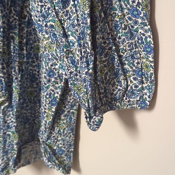 St. John's Bay Blue Floral Print Blouse - Picture 3 of 6